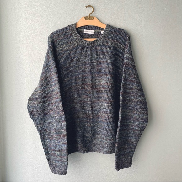 Saks Fifth AvenueNavy Blue Knit Wool-Blend Sweater Oversized
